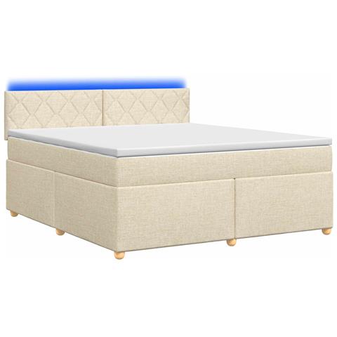 Letto box spring con materasso Crema 160 x 200 cm Tessuto - Foto 1