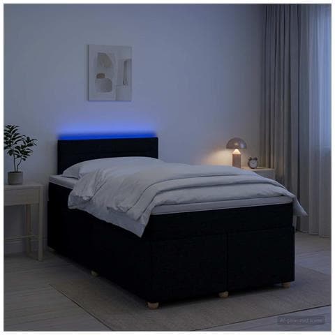 Letto box spring con materasso Nero 120 x 190 cm Tessuto - Foto 2