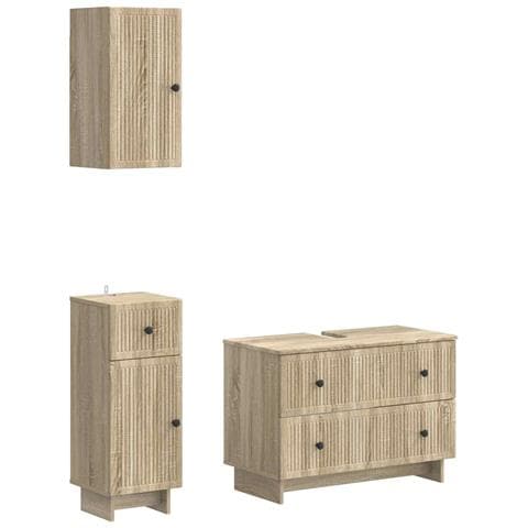 Set di armadietti da bagno in 3 pezzi EDE Rovere Sonoma - Foto 1