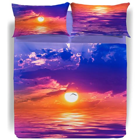 | Lenzuola Copriletto Matrimoniale Sogni Di Viaggio Lost Horizon In Cotone - Foto 6