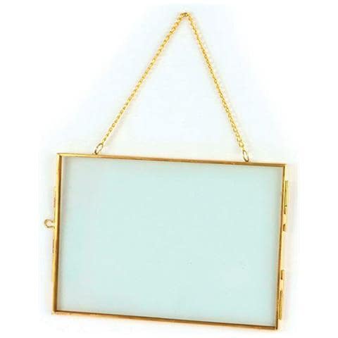 Cornice In Vetro Vintage - Rettangolo Con Catena In Metallo - 18 X 13 Cm - Foto 1