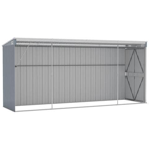 Capanno Giardino A Parete Grigio 118x382x178 Cm Acciaio Zincato - Foto 2