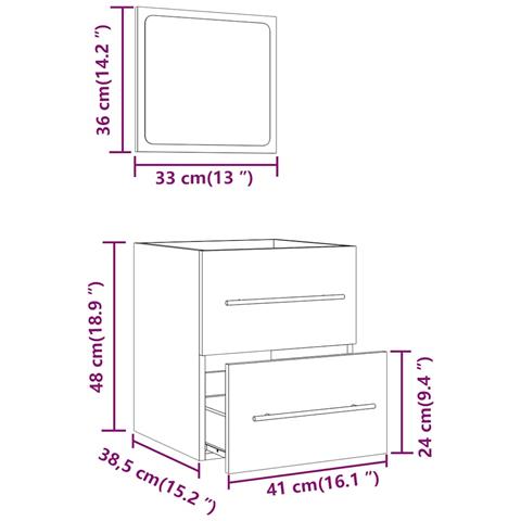Mobile Da Bagno Con Specchio Bianco 41x38,5x48 Cm - Foto 2