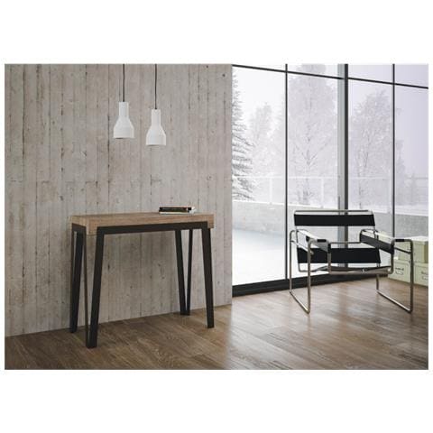 Consolle Allungabile 90x40/300 Cm Rio Premium Telaio Ruggine - Bianco Frassino - Foto 1