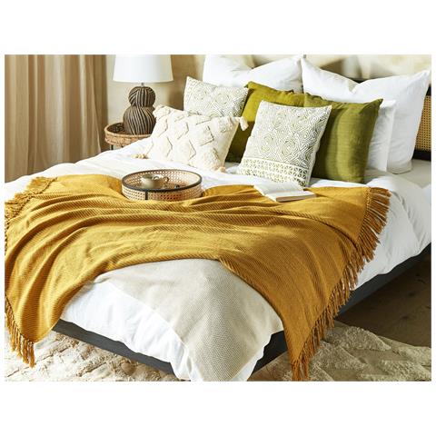 Coperta Yarsa Cotone 125 X 150 Cm Senape - Foto 1