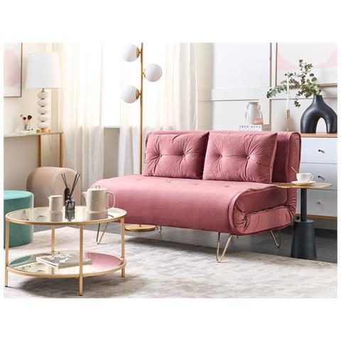 Divano Letto 2 Posti Vestfold Velluto Rosa - Foto 6