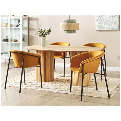 Set Di 2 Sedie Da Pranzo Tessuto Arancione Ames - Foto 1