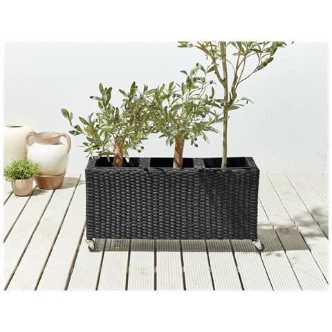 Vaso Per Piante Bellis Rattan Sintetico 82 Cm Nero - Foto 1