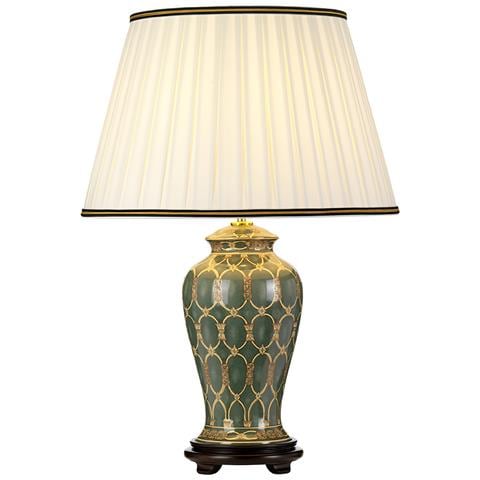 Lampada Da Scrivania Contemporanea Sashi Porcellana Verde Oro 1 Luce E27 - Foto 1