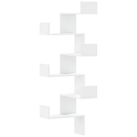 Scaffale Angolare Muro Bianco 45x45x147 Cm Legno Multistrato - Foto 2