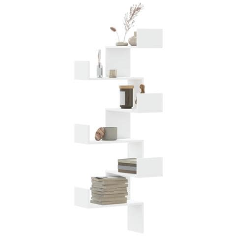 Scaffale Angolare Muro Bianco 45x45x147 Cm Legno Multistrato - Foto 1