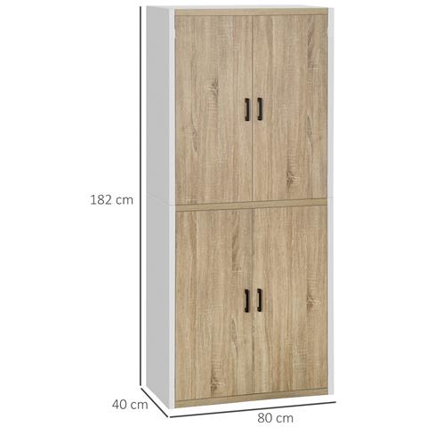 Dispensa Cucina In Legno Mdf Con 4 Ripiani Regolabili E 4 Porte, 80x40x182 Cm - Foto 4