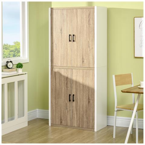 Dispensa Cucina In Legno Mdf Con 4 Ripiani Regolabili E 4 Porte, 80x40x182 Cm - Foto 2