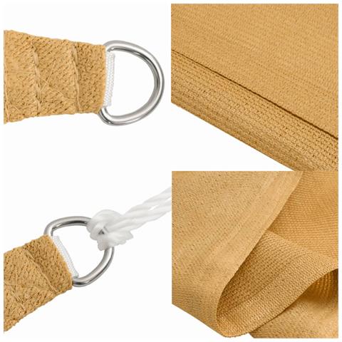 Vela Parasole 160 G /m² Rettangolare Sabbia 2x4 M In Hdpe - Foto 2