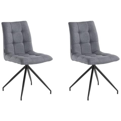 Gina Set Di 2 Sedie Da Pranzo Imbottite In Tessuto Antracite Con Gambe In Metallo Nero - Foto 1