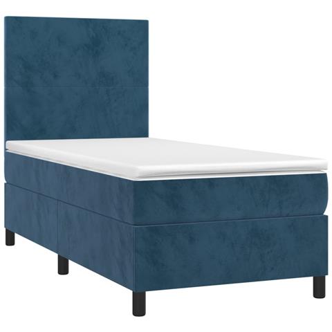 Letto A Molle Con Materasso E Led Blu Scuro 80x200cm In Velluto - Foto 2