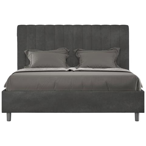 Letto Contenitore Imbottito 140x200 Microfibra Grigio Agueda - Foto 1