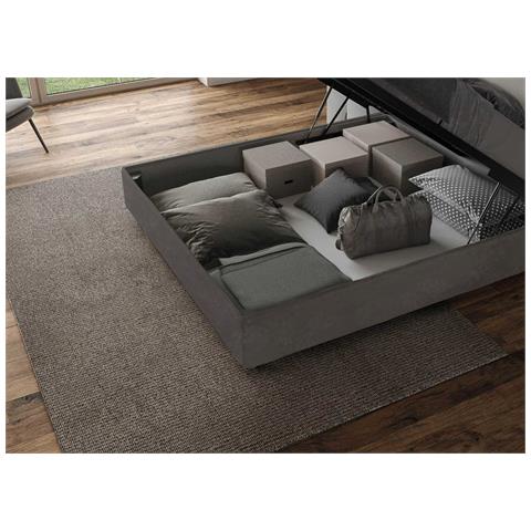 Letto Contenitore Imbottito 140x200 Microfibra Grigio Agueda - Foto 5