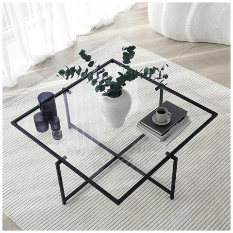 Limp Tavolino Da Caffè Design Nero In Vetro - Foto 7