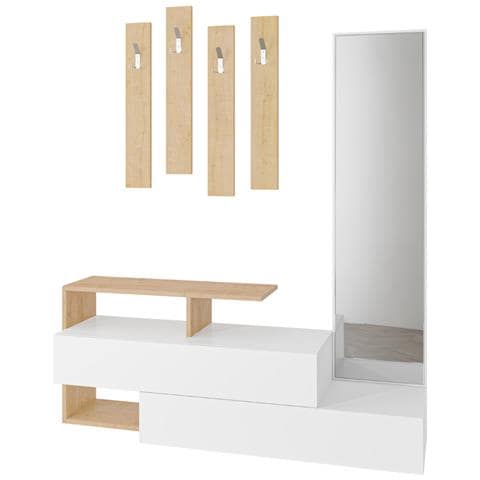 Mobile Da Corridoio In Legno /bianco Con Appendiabiti Ramar - Foto 2