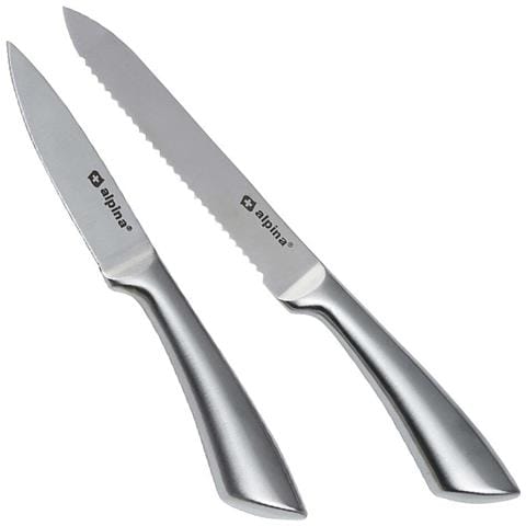Set 2 Coltelli da Cucina Coltello con Lama Seghettata e Liscia in Acciaio Inox - Foto 4