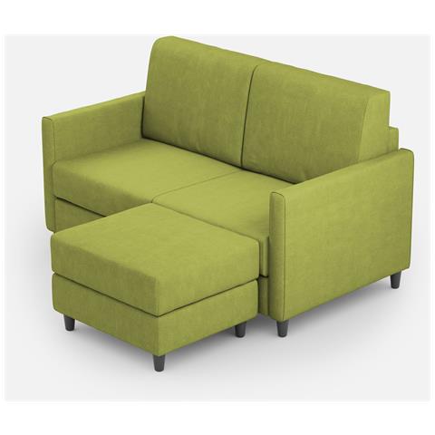 Divano Karay 2 Posti Medio (due Sedute Da 70cm) + Pouf Misure Esterne L. 158 P. 145 Colore Verde - Foto 1