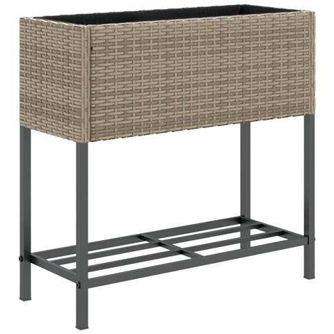 Fioriere Giardino con Ripiani 2pz Grigie 70x28x70cm Polyrattan - Foto 10