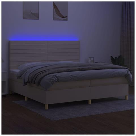 Letto a Molle Materasso e LED bianco 200x200cm in Tessuto - Foto 8