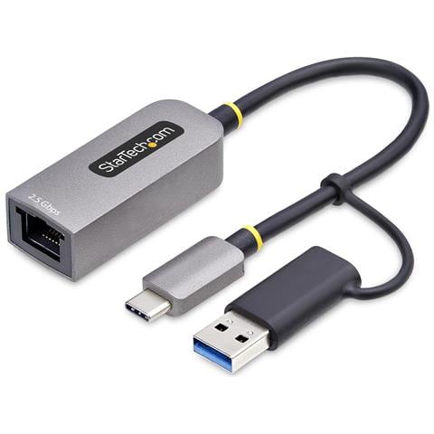 StarTech.com Adattatore Ethernet USB C, Convertitore di Rete /NIC NBASE-T 2.5/1GbE da USB Type-C 3.0 a RJ45 con Adattatore USB-A incluso; Compatibile TB, Win e Mac - Foto 1