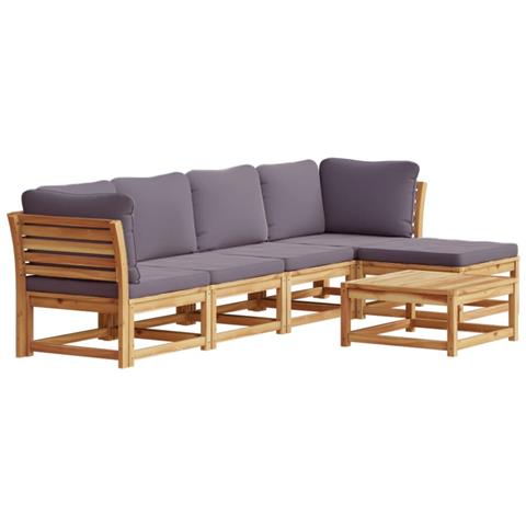 Set Salotto Da Giardino 6 Pz Con Cuscini In Massello Di Acacia - Foto 2