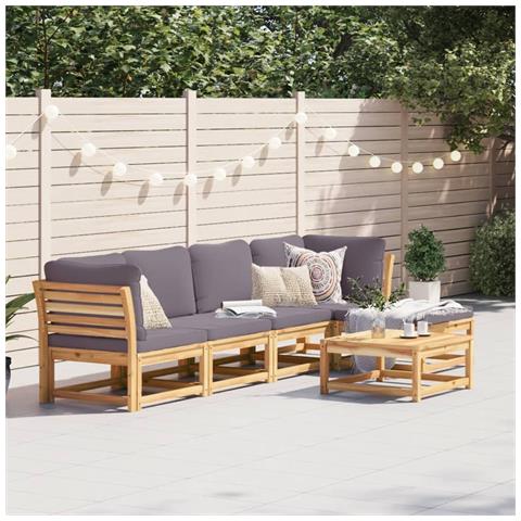 Set Salotto Da Giardino 6 Pz Con Cuscini In Massello Di Acacia - Foto 1