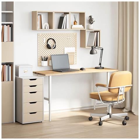 Piano Scrivania 140x50x2,5 Cm Rovere Massello Non Trattato - Foto 3