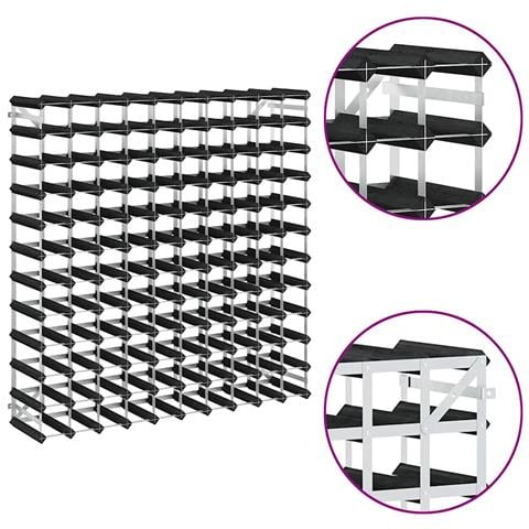 Portavini Da 120 Bottiglie Nero In Legno Massello Di Pino - Foto 8