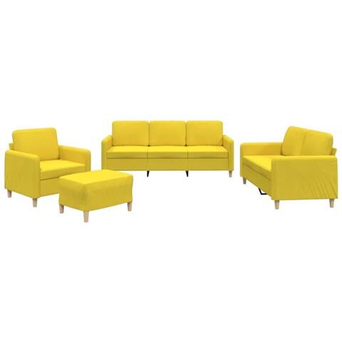 Set di Divani 4 pz con Cuscini Giallo Chiaro in Tessuto - Foto 1