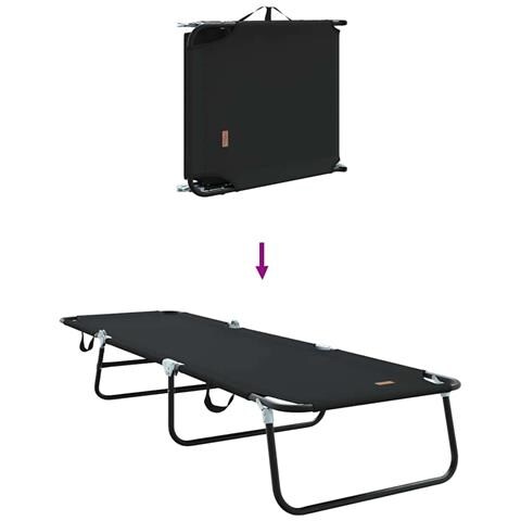 Lettino Prendisole 2 pcs Portatile Nero Tessuto Oxford 600D - Foto 9