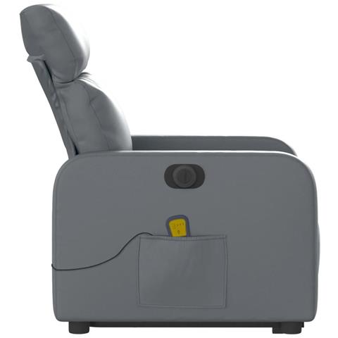 Poltrona Alzapersona Elettrica Reclinabile Grigio in Similpelle - Foto 9