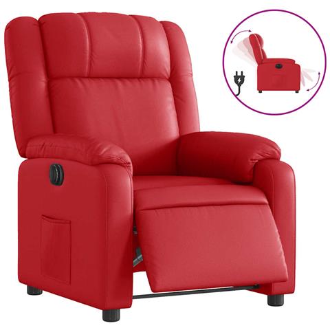 Poltrona Reclinabile Elettrica Rossa in Similpelle - Foto 1