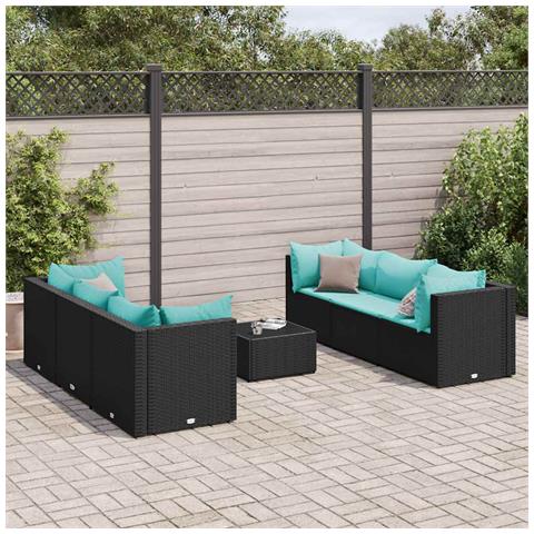 Set Salotto da Giardino con Cuscini 7pz Nero Polyrattan - Foto 2