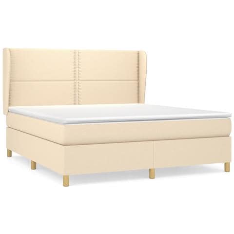 Giroletto a Molle con Materasso Crema 180x200 cm in Tessuto - Foto 1