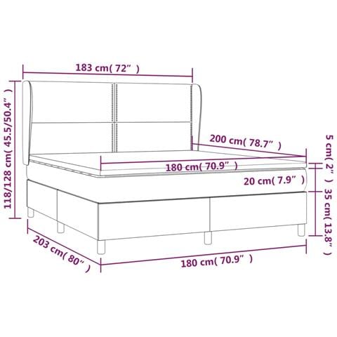 Giroletto a Molle con Materasso Crema 180x200 cm in Tessuto - Foto 7