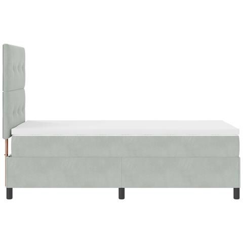 Letto Box Spring con Materasso Grigio Chiaro 90x200 cm Velluto - Foto 9