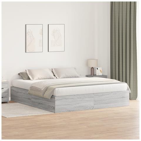 Struttura Letto con Contenitore Grigio Sonoma 200x200 cm - Foto 2