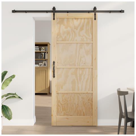 Porta Scorrevole con Set di Hardware 'ORKDAL'in Legno Massello di Pino - Foto 2