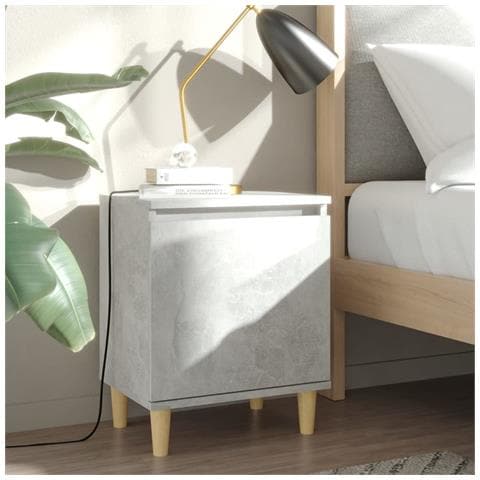 Comodini Gambe In Legno Massello 2pz Grigio Cemento 40x30x50 Cm - Foto 8