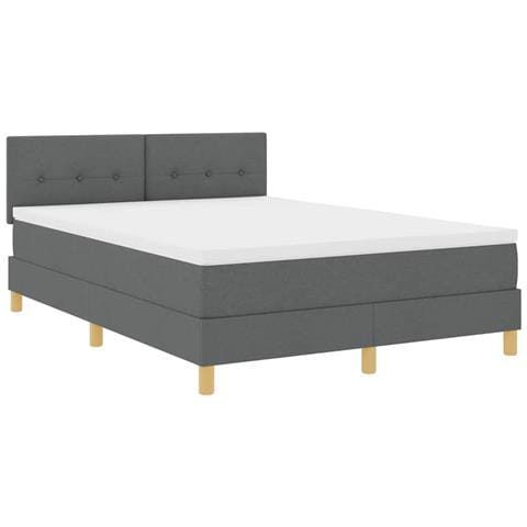 Letto a molle con materasso Grigio scuro 160 x 200 cm Tessuto - Foto 1