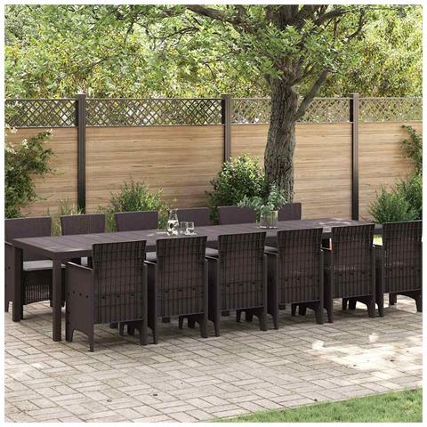 Set da Pranzo per Giardino 13 pcs Marrone Rattan Polt - Foto 2