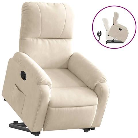 Poltrona Alzapersona Reclinabile Beige in Tessuto Microfibra - Foto 1