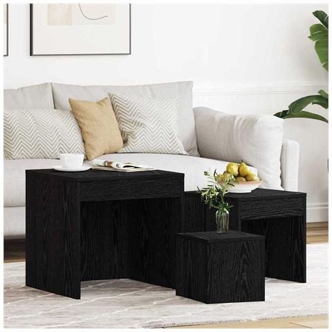 Tavolini da salotto 3 pcs Rovere nero 45 x 45 x 45 cm - Foto 2