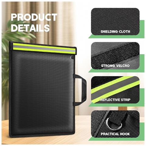 Borsa Schermante Rfid Con Striscia Riflettente, Faraday Bag Ignifuga E Impermeabile - Foto 4