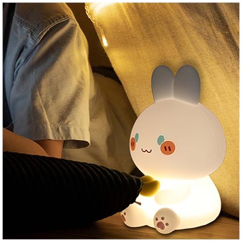 Luce Notturna Per Bambini Timer Integrato E Tattile Belyo Funny Lapin, Bianco - Foto 4